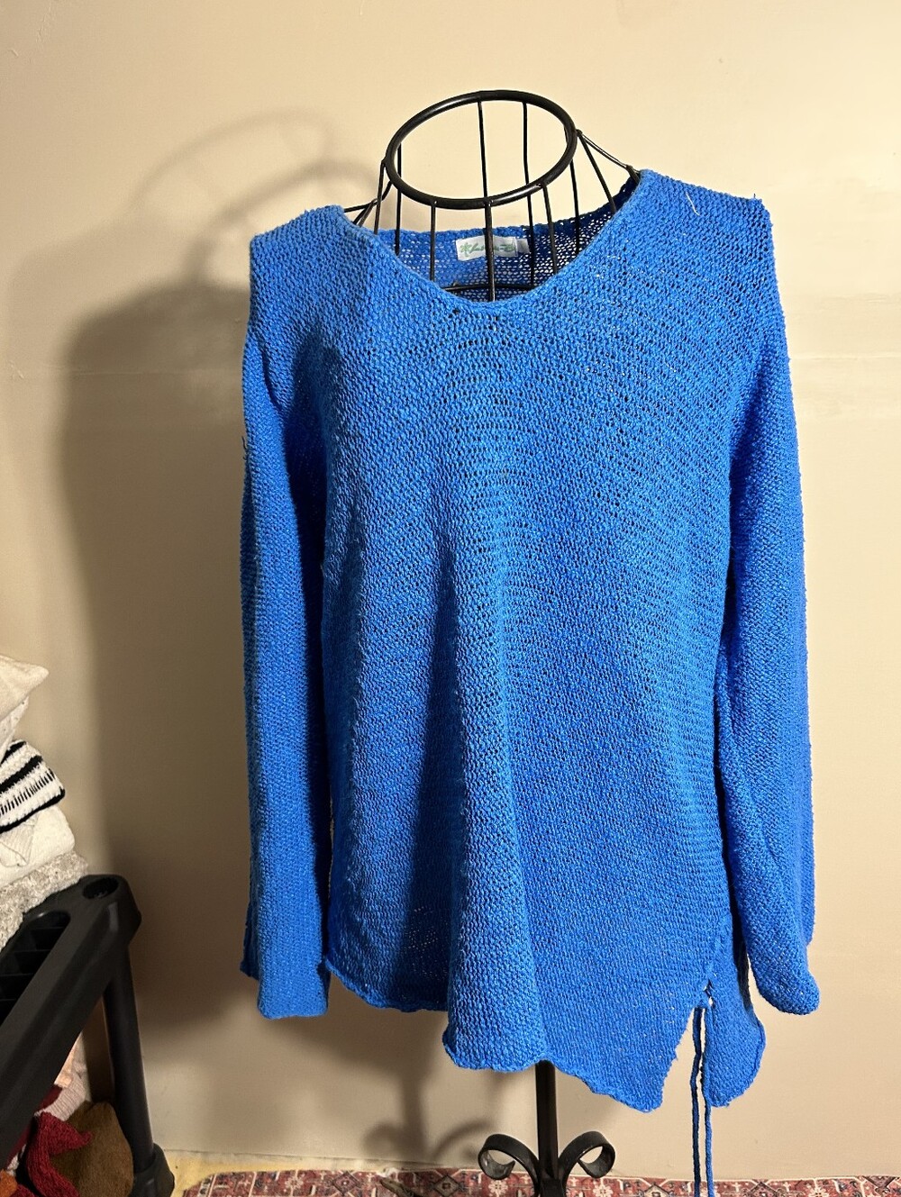 cotton size large womens   knit sweater casual dress   blue shirt